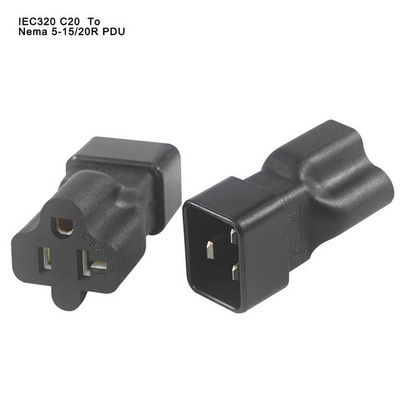 NEMA 5-15R έως IEC 320 C20 μετατροπέας προσαρμογός πλέγματος για κέντρο δεδομένων/βιομηχανική χρήση, 250V 15A ανθεκτικός σύνδεσμος ισχύος