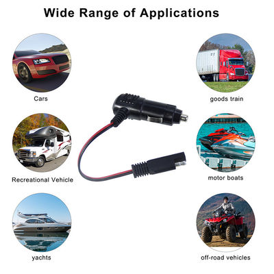 Συμπλέκτης αναπτήρα τσιγάρων 12V με διακόπτη σε καλώδιο ρεύματος συνδετήρα SAE για φορτιστή μπαταριών ηλιακών συλλεκτών και χρήση μοτοσικλέτας