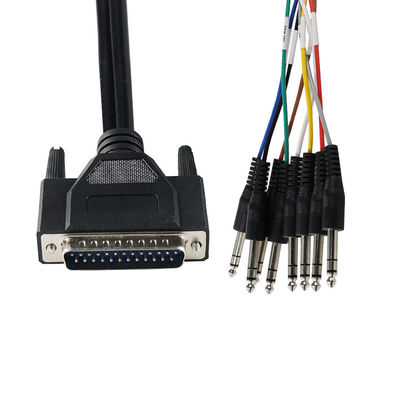 DB - 25 έως 6,35mm TS Audio Breakout Cable Shielded 28AWG για επαγγελματικό εξοπλισμό ήχου / στούντιο ηχογράφησης με μήκος 4ft