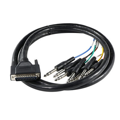 DB - 25 έως 6,35mm TS Audio Breakout Cable Shielded 28AWG για επαγγελματικό εξοπλισμό ήχου / στούντιο ηχογράφησης με μήκος 4ft
