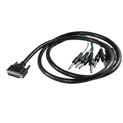 DB - 25 έως 6,35mm TS Audio Breakout Cable Shielded 28AWG για επαγγελματικό εξοπλισμό ήχου / στούντιο ηχογράφησης με μήκος 4ft