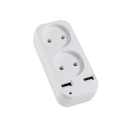 Προσαρμοστής διπλής πρίζας EU με 2 θύρες USB 250V 10A