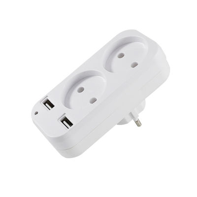 Προσαρμοστής διπλής πρίζας EU με 2 θύρες USB 250V 10A