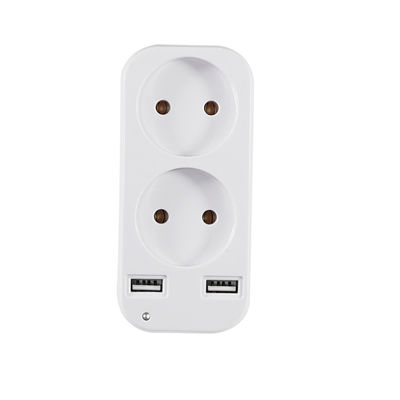 Προσαρμοστής διπλής πρίζας EU με 2 θύρες USB 250V 10A