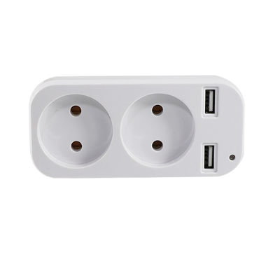 Προσαρμοστής διπλής πρίζας EU με 2 θύρες USB 250V 10A