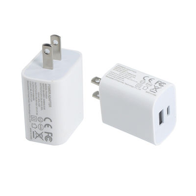 Φορτιστής τοίχου USB 2-Pin 20W Dual-Port ΗΠΑ – Προσαρμογέας τροφοδοσίας ταχείας φόρτισης Type-C & USB-A για τηλέφωνο, tablet, φωτογραφική μηχανή