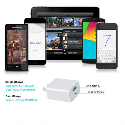Δύο φορτιστές USB 18W με ταχεία φόρτιση τύπου C και USB-A