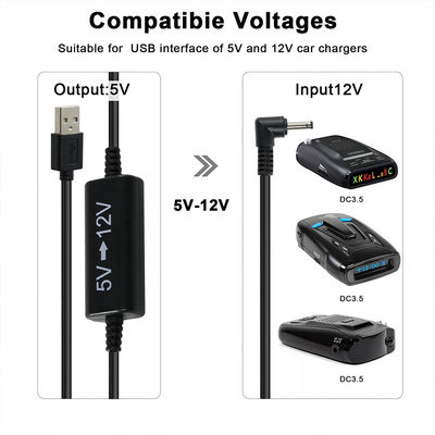 USB σε δεξιά γωνία DC 5V έως 12V Step-Up Power Cable - Αναπροσαρμοστής ενδυνάμωσης τάσης για δρομολογητή, λωρίδα LED, κάμερα, ανεμιστήρα