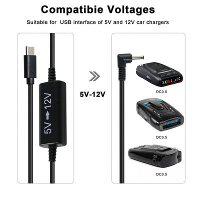 Καλώδιο USB-C σε 12V Step-Up με Καλώδιο DC Γωνίας - Μετατροπέας Ισχύος 5V σε 12V για Router, LED, Κάμερα, Ανεμιστήρα