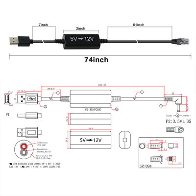 USB σε RJ45 Ethernet Power Injector Καλώδιο 5V σε 12V Step-Up μετατροπέας για IP κάμερα, δρομολογητή, Μίνι συσκευή POE