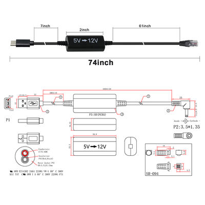 Καλώδιο εγχύσης ρεύματος USB-C σε RJ45 -5V έως 12V Step-Up Ethernet Adapter για κάμερα IP, σημείο πρόσβασης, συσκευή IoT