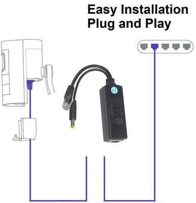 PoE Splitter με έξοδο συνεχούς ρεύματος - 48V έως 12V/9V/5V Step Down Power Over Ethernet Converter για IP Camera, Raspberry Pi, Access Point