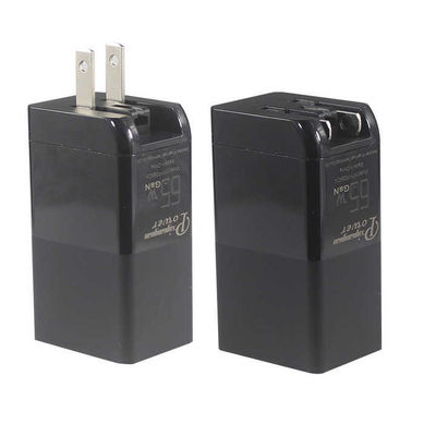 US Plug 65W USB Wall Charger Δύο-Port Adapter με έξοδο USB-C & USB-A για φορητό υπολογιστή, τηλέφωνο, tablet, φόρτιση ταξιδιού (100 ′′ 240V εισροή)
