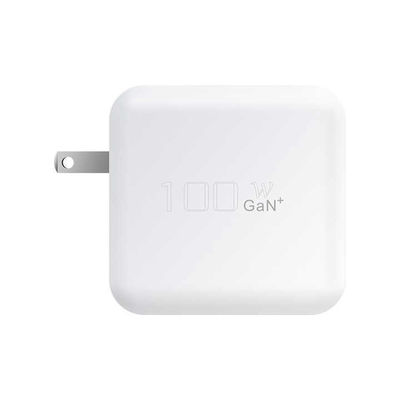 Ηλεκτρονική συσκευή φόρτισης USB-C 100W για το τοίχωμα ∙ 2-Pin High Power Adapter για φορητό υπολογιστή, tablet, τηλέφωνο, συσκευές τύπου C (100 ∙ 240V εισροή)
