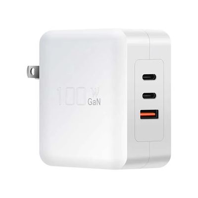 Φορτιστής τοίχου US Plug 100W – Διπλός αντάπτορας φόρτισης USB-C & USB-A για γρήγορη φόρτιση για Laptop, Tablet, Τηλέφωνο, Χρήση σε ταξίδια (Είσοδος 100–240V)