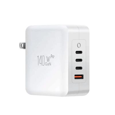 Ευρωπαϊκό/Αυστραλιανό 2-Pin 140W Φορτιστής Τοίχου με 3XUSB-C και USB-A για Smartphones, Laptops, Tablets | Προστασία Υπερφόρτωσης & Βραχυκυκλώματος | Συμμόρφωση με CE & RoHS