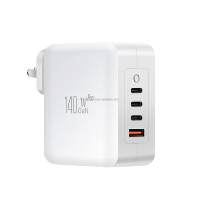 Ευρωπαϊκό/Αυστραλιανό 2-Pin 140W Φορτιστής Τοίχου με 3XUSB-C και USB-A για Smartphones, Laptops, Tablets | Προστασία Υπερφόρτωσης & Βραχυκυκλώματος | Συμμόρφωση με CE & RoHS