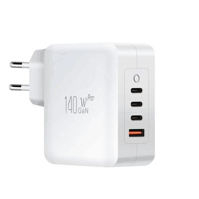 Ευρωπαϊκό/Αυστραλιανό 2-Pin 140W Φορτιστής Τοίχου με 3XUSB-C και USB-A για Smartphones, Laptops, Tablets | Προστασία Υπερφόρτωσης & Βραχυκυκλώματος | Συμμόρφωση με CE & RoHS