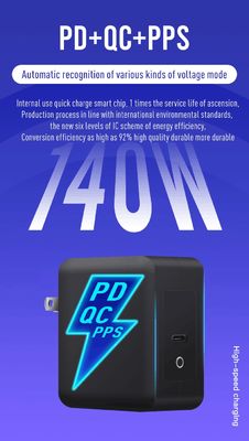 ΗΠΑ 2-Pin Wall Charger με διπλές θύρες USB-C, 120W υψηλής ταχύτητας έξοδος, γρήγορο προσαρμογέα φόρτισης για φορητό υπολογιστή / tablet