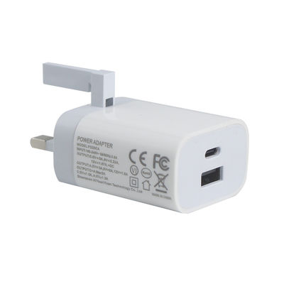 Φορτιστής τοίχου UK 2-Pin με θύρες USB-C και USB-A, Έξοδος 20W, Συμπαγής προσαρμογέας ρεύματος διπλής θύρας για τηλέφωνο/tablet