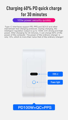 Βρετανία / ΕΕ 2-Pin Wall Charger με θύρα USB-C, 100W High-Speed Output Power Adapter για φορητό υπολογιστή / tablet / τηλέφωνο