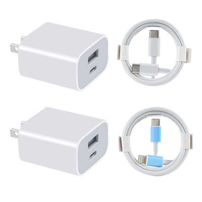 Φορτιστής τοίχου USB-C και USB-A 20W US με καλώδιο, Προσαρμογέας τροφοδοσίας γρήγορης φόρτισης για smartphones και tablets
