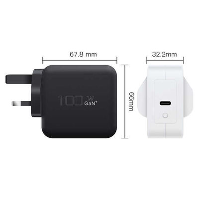 UK 2-pin φορτιστή USB-C με διπλές θύρες, 100W υψηλής ταχύτητας προσαρμογέα ρεύματος τύπου C για φορητούς υπολογιστές, tablet και smartphones