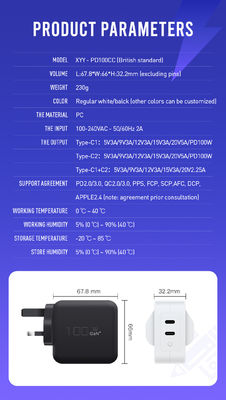 UK 2-pin φορτιστή USB-C με διπλές θύρες, 100W υψηλής ταχύτητας προσαρμογέα ρεύματος τύπου C για φορητούς υπολογιστές, tablet και smartphones