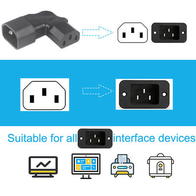 QIUCABLE Αριστερή γωνία IEC Adapter, C14 αρσενικό προς C13 θηλυκό, πρίζα 90 μοιρών, 250V AC, 10A Max, 100% καθαρό χαλκό, PVC Jacket (B09V122QLV)