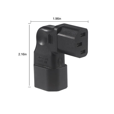 QIUCABLE Αριστερή γωνία IEC Adapter, C14 αρσενικό προς C13 θηλυκό, πρίζα 90 μοιρών, 250V AC, 10A Max, 100% καθαρό χαλκό, PVC Jacket (B09V122QLV)