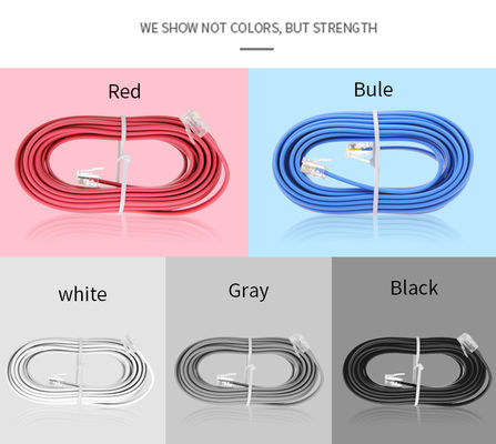 RJ11 Καλώδιο επέκτασης τηλεφώνου 6P4C Χρυσό επιχρισμένα συνδέσμους 15ft 25ft 50ft