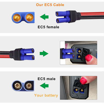 Καλώδιο DC με ορθογώνιο σύνδεσμο 2-Pin σε EC5 12AWG για ηλιακά συστήματα