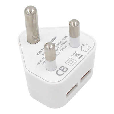 SA Plug Dual USB-A Wall Charger 5V 2.4A για κινητές συσκευές