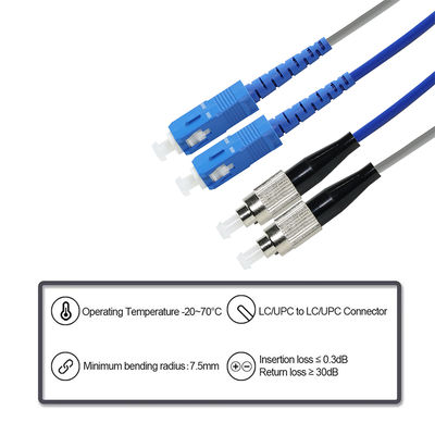Διπλό καλώδιο patch οπτικών ινών ST σε SC OM3 Multimode 50/125μm