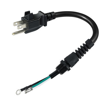 3P ανοιχτό άκρο καλώδιο επέκτασης, NEMA 5-15P Plug to Bare Wire, 14AWG καλώδιο ισχύος με κλιπ ανακούφισης τάσης, εσωτερική / εξωτερική χρήση