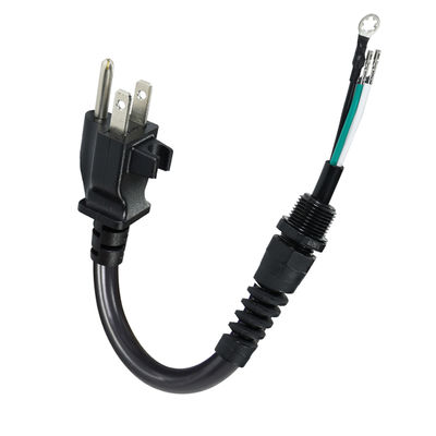 3P ανοιχτό άκρο καλώδιο επέκτασης, NEMA 5-15P Plug to Bare Wire, 14AWG καλώδιο ισχύος με κλιπ ανακούφισης τάσης, εσωτερική / εξωτερική χρήση