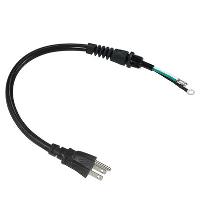 Καλώδιο 90° NEMA5-15P σε EU Schuko Plug, 3-πύρηνο γυμνό χάλκινο σύρμα, ανακούφιση καταπόνησης, για σπίτι/εργαστήριο, 1.8m/2m/3m