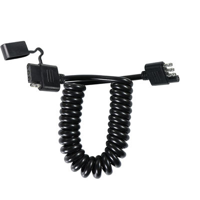 Επέκταση καλωδίου φώτων τρέιλερ 4 ακίδων, σπειροειδές, αδιάβροχο, 1.2M, μαύρο