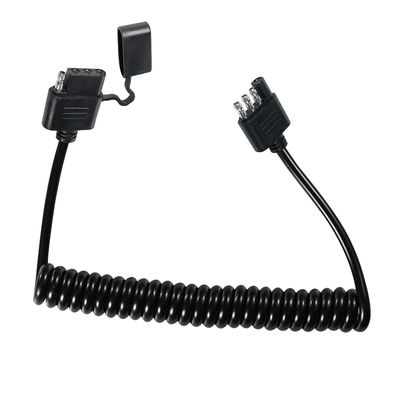 Επέκταση καλωδίου φώτων τρέιλερ 4 ακίδων, σπειροειδές, αδιάβροχο, 1.2M, μαύρο