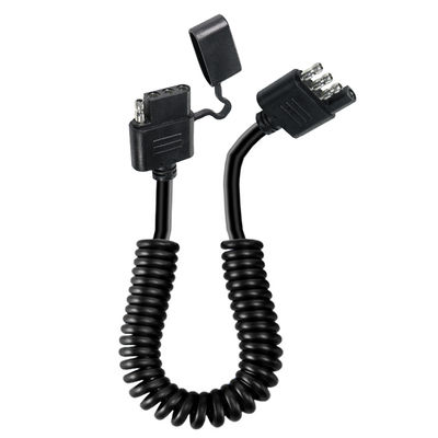 Επέκταση καλωδίου φώτων τρέιλερ 4 ακίδων, σπειροειδές, αδιάβροχο, 1.2M, μαύρο