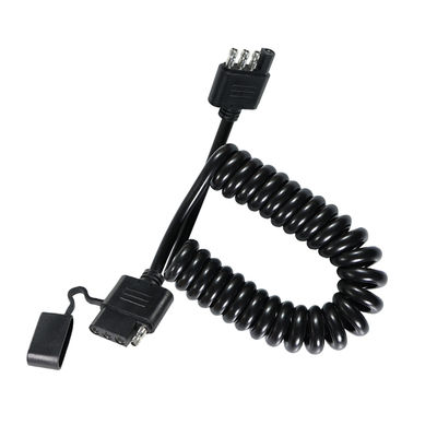 Επέκταση καλωδίου φώτων τρέιλερ 4 ακίδων, σπειροειδές, αδιάβροχο, 1.2M, μαύρο