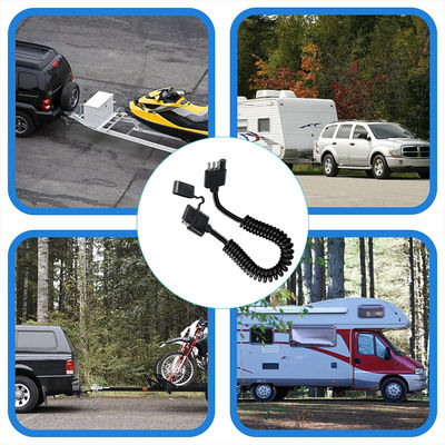 Επέκταση καλωδίου φώτων τρέιλερ 4 ακίδων, σπειροειδές, αδιάβροχο, 1.2M, μαύρο