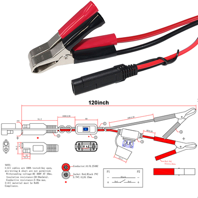 SAE για το καλώδιο μπαταρίας Alligator Clip με ενσωματωμένη ασφάλεια και διακόπτη - 12V πίνακας επέκτασης ισχύος για ηλιακή ενέργεια, αυτοκινητοβιομηχανία, DIY