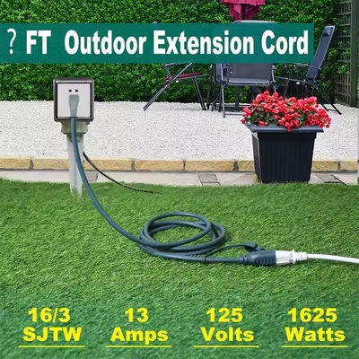 Green Right-Angle NEMA 5-15P to 5-15R Extension Cord - 90° Low-Profile Plug with Dust Cap (14AWG, 6ft)