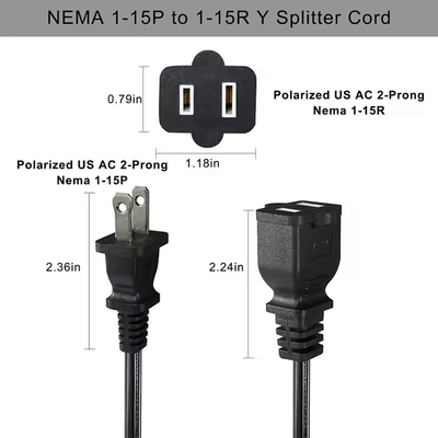 Διαχωριστής ρεύματος 1-σε-4 NEMA 1-15P Flat Plug - Εξοικονόμηση χώρου, 125V 15A, Πολυ-πρίζο επέκτασης για σπίτι/γραφείο