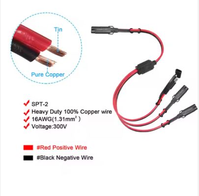 Καλώδιο διαχωριστή ισχύος SAE 1-σε-3 για ηλιακούς συλλέκτες και φορτιστές μπαταριών