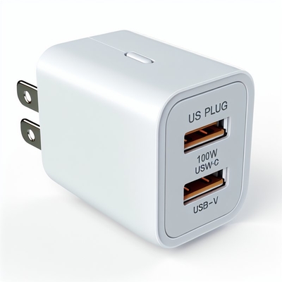 Φορτιστή τοίχου GaN 100W με διπλή πρίζα USB-C και USB-A US