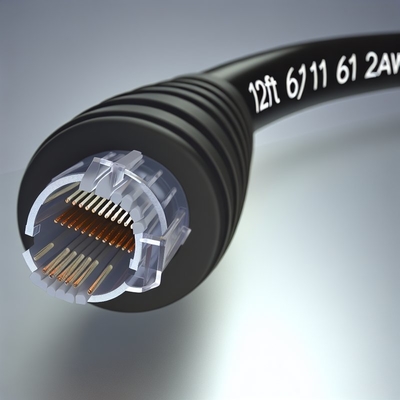 RJ11 6P4C Σπειροειδές τηλεφωνικό καλώδιο 12FT από αρσενικό σε αρσενικό 24AWG