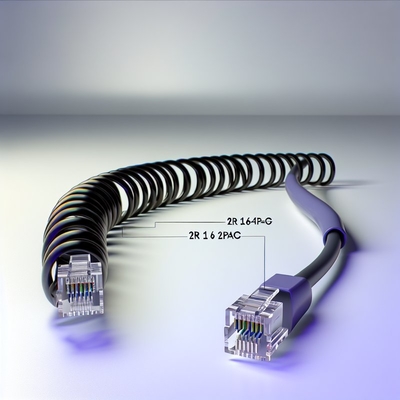 RJ11 6P4C Σπειροειδές τηλεφωνικό καλώδιο 12FT από αρσενικό σε αρσενικό 24AWG