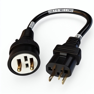 NEMA 5-15 έως IEC C15 Διάταξη ισχύος 16AWG-18AWG για υπολογιστές
